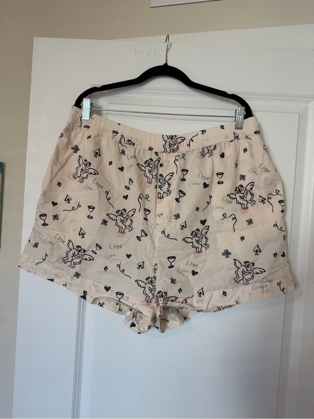 Anthropologie Women’s Cream Cupid Print Sleep Boxer Shorts